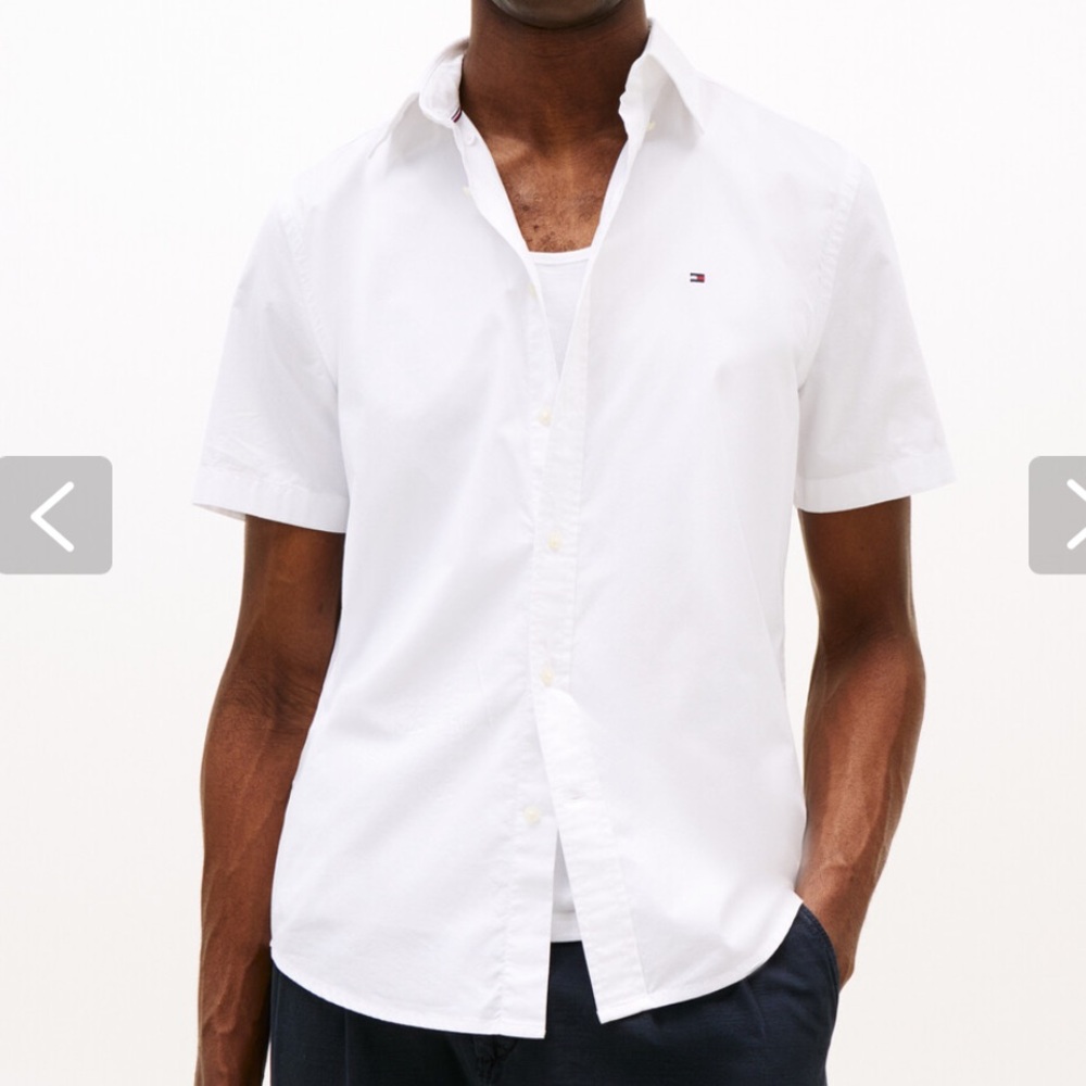 Tommy Hilfiger Men's Regular Fit White Short Sleeve Shirt